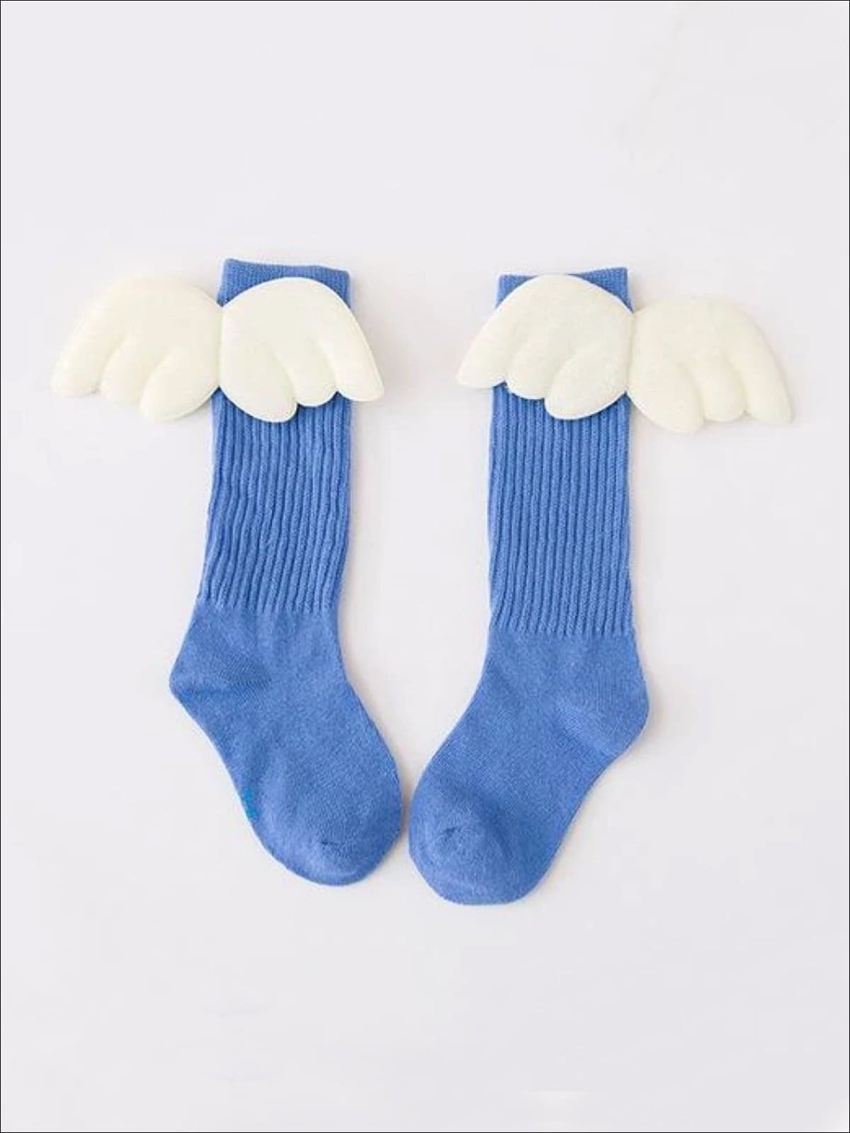 Girls Knee High Angel Wing Socks - Powder Blue / 1 to 3 Years - Girls Socks