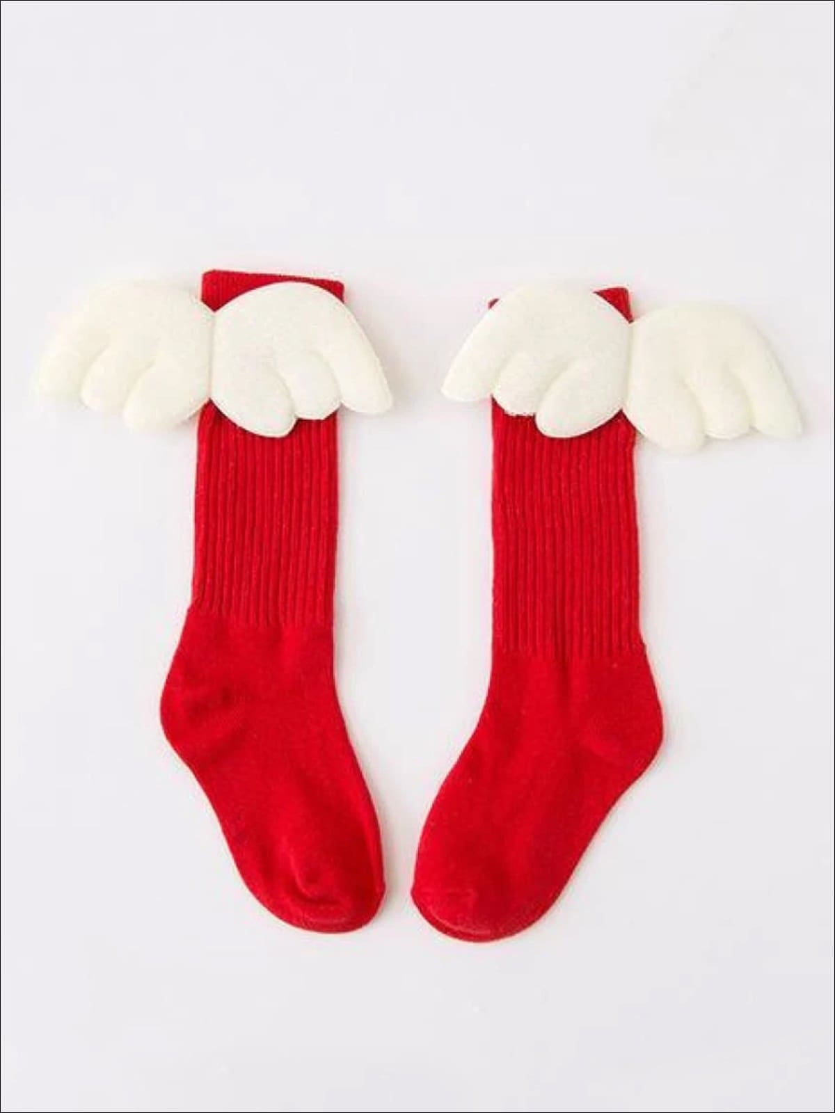 Girls Knee High Angel Wing Socks - Red / 1 to 3 Years - Girls Socks