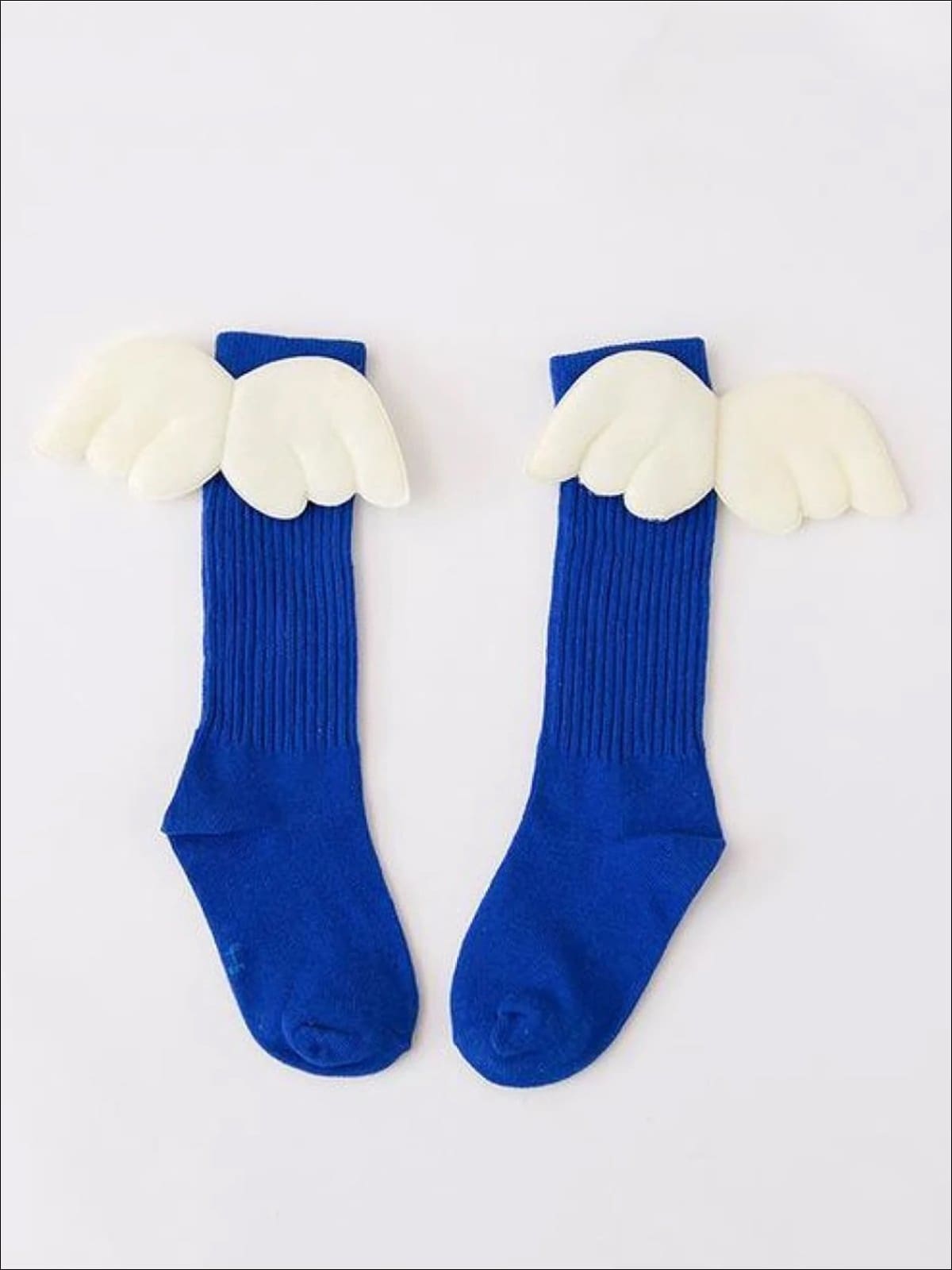 Girls Knee High Angel Wing Socks - Royal Blue / 1 to 3 Years - Girls Socks