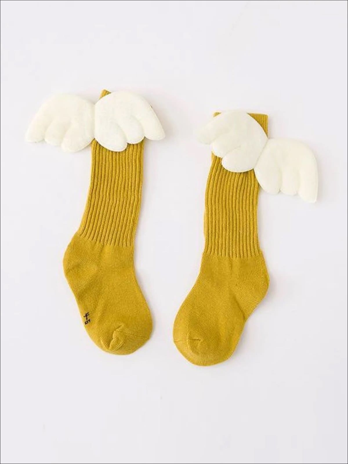 Girls Knee High Angel Wing Socks - Yellow / 1 to 3 Years - Girls Socks
