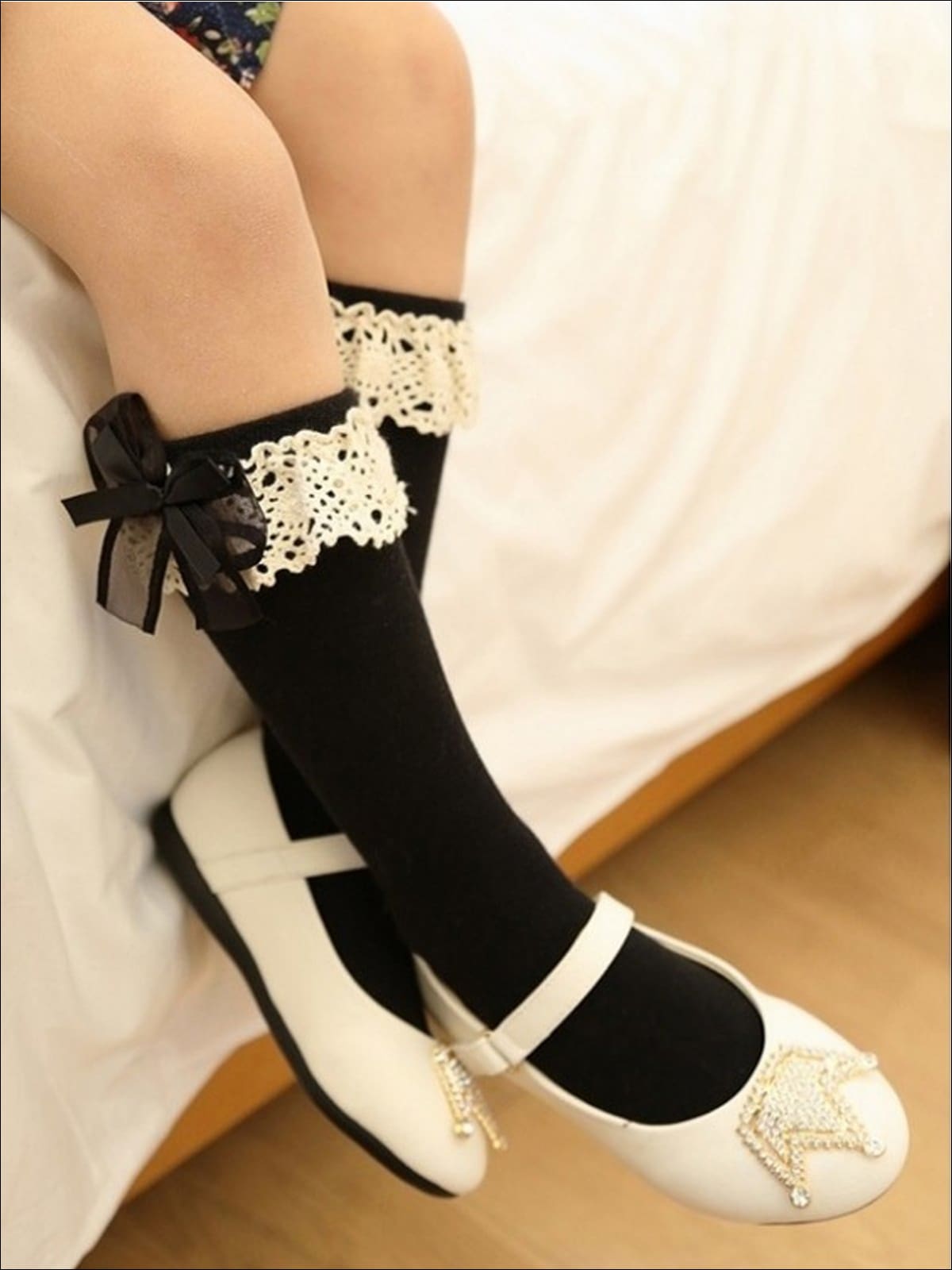 Girls Lace Knee Socks (6 color options) - Girls Socks