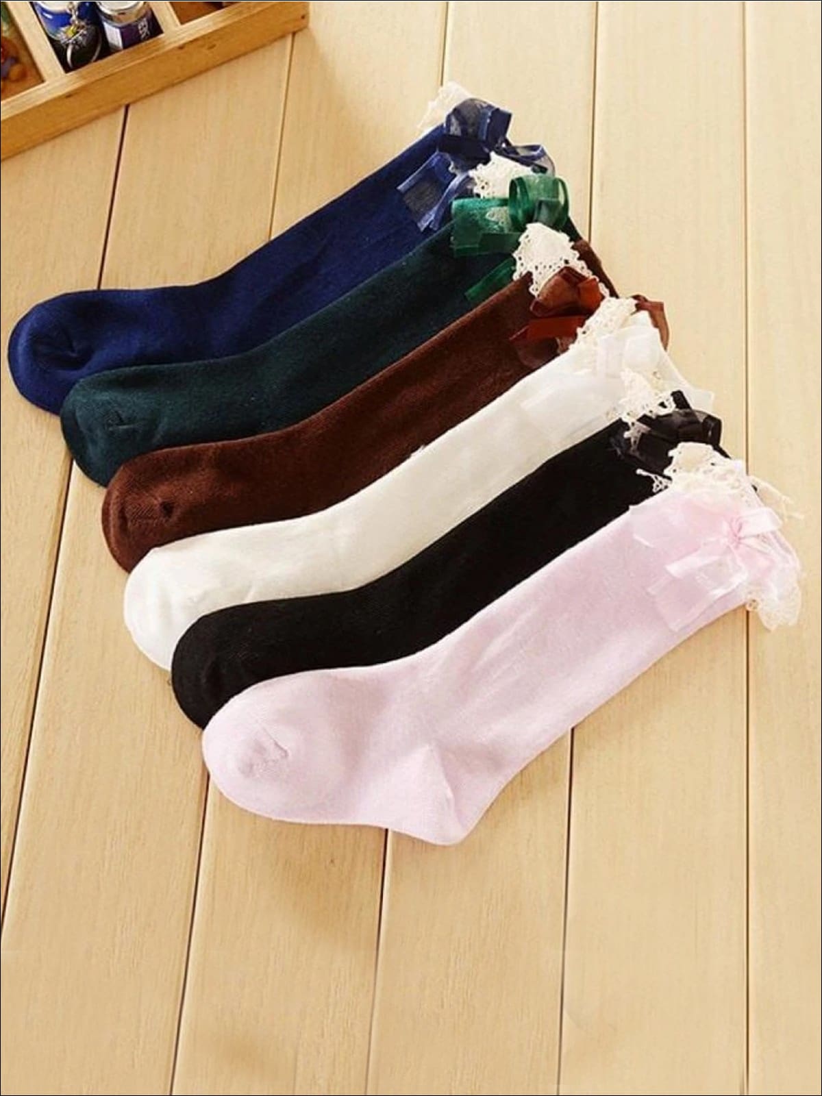 Girls Lace Knee Socks (6 color options) - Girls Socks