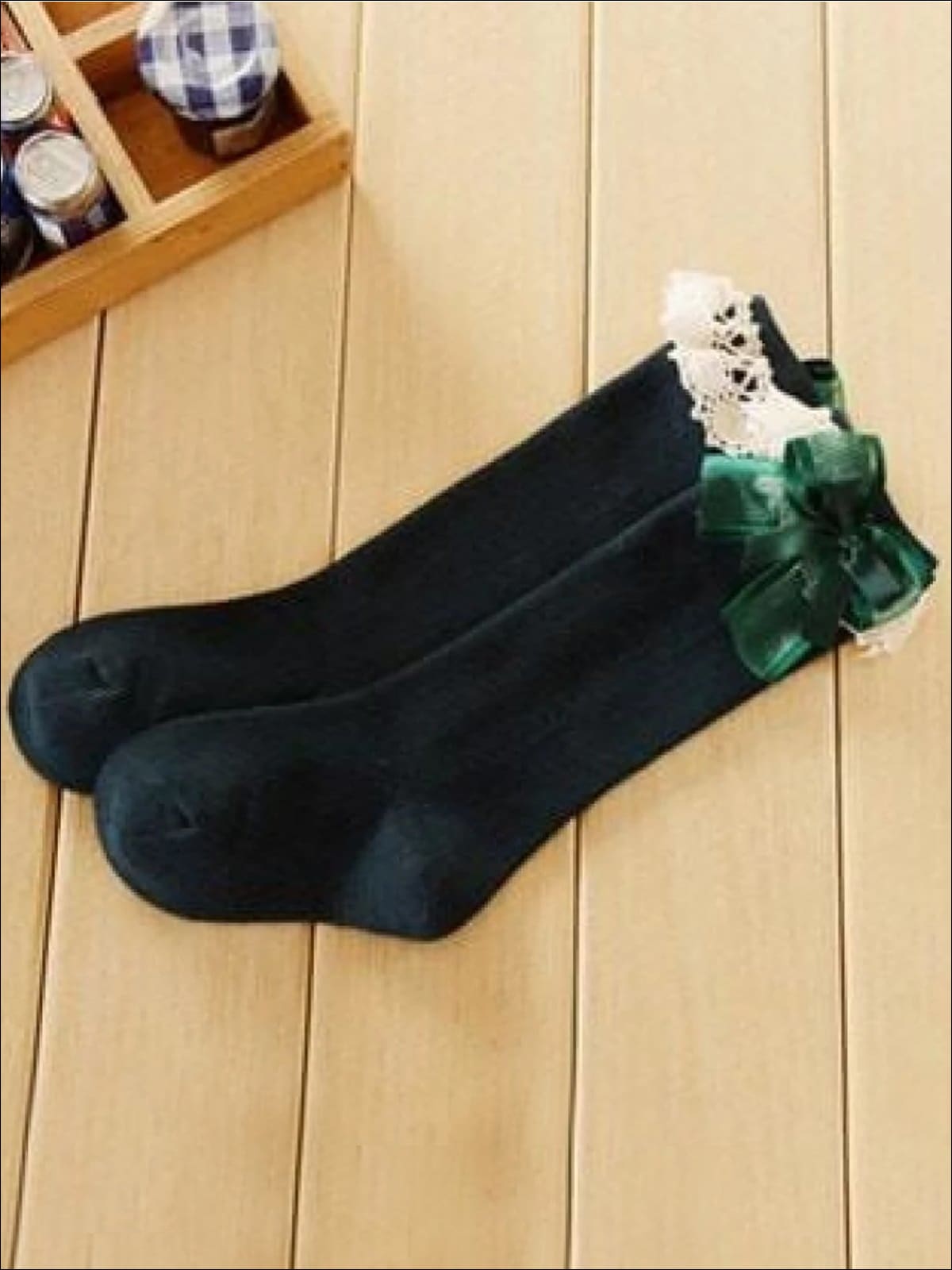 Girls Lace Knee Socks (6 color options) - Green / M - Girls Socks