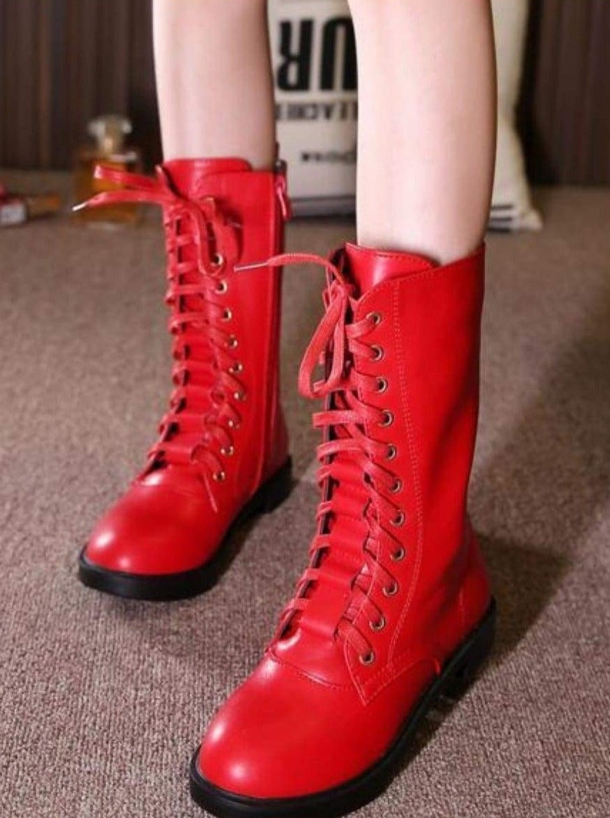 Shoes By Liv & Mia | Girls Lace-Up Calf Boots