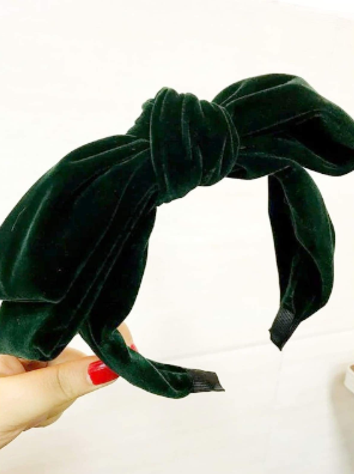 Girls Large Velvet Bow Headband (6 Color Options) - Green - Girls Headband