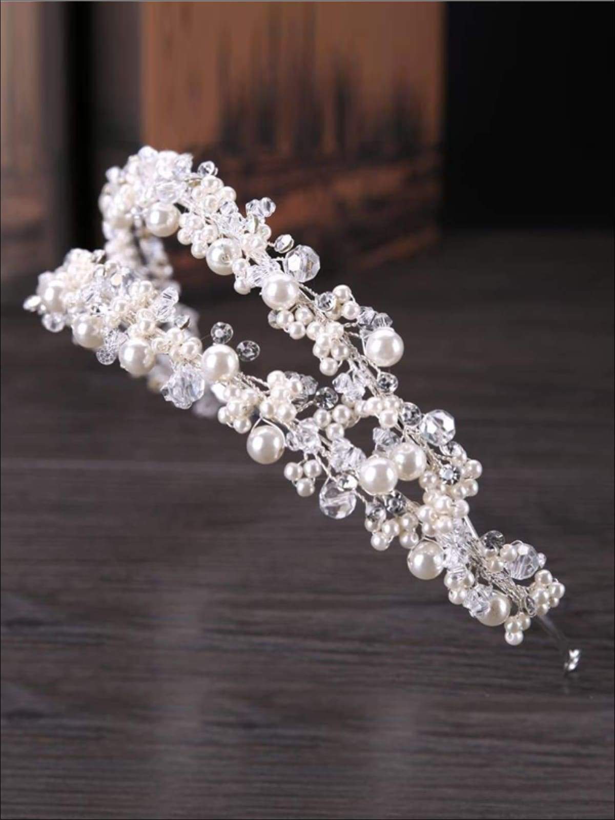 Girls Pearl Clear Crystal Beaded Headband - Hair Accessories