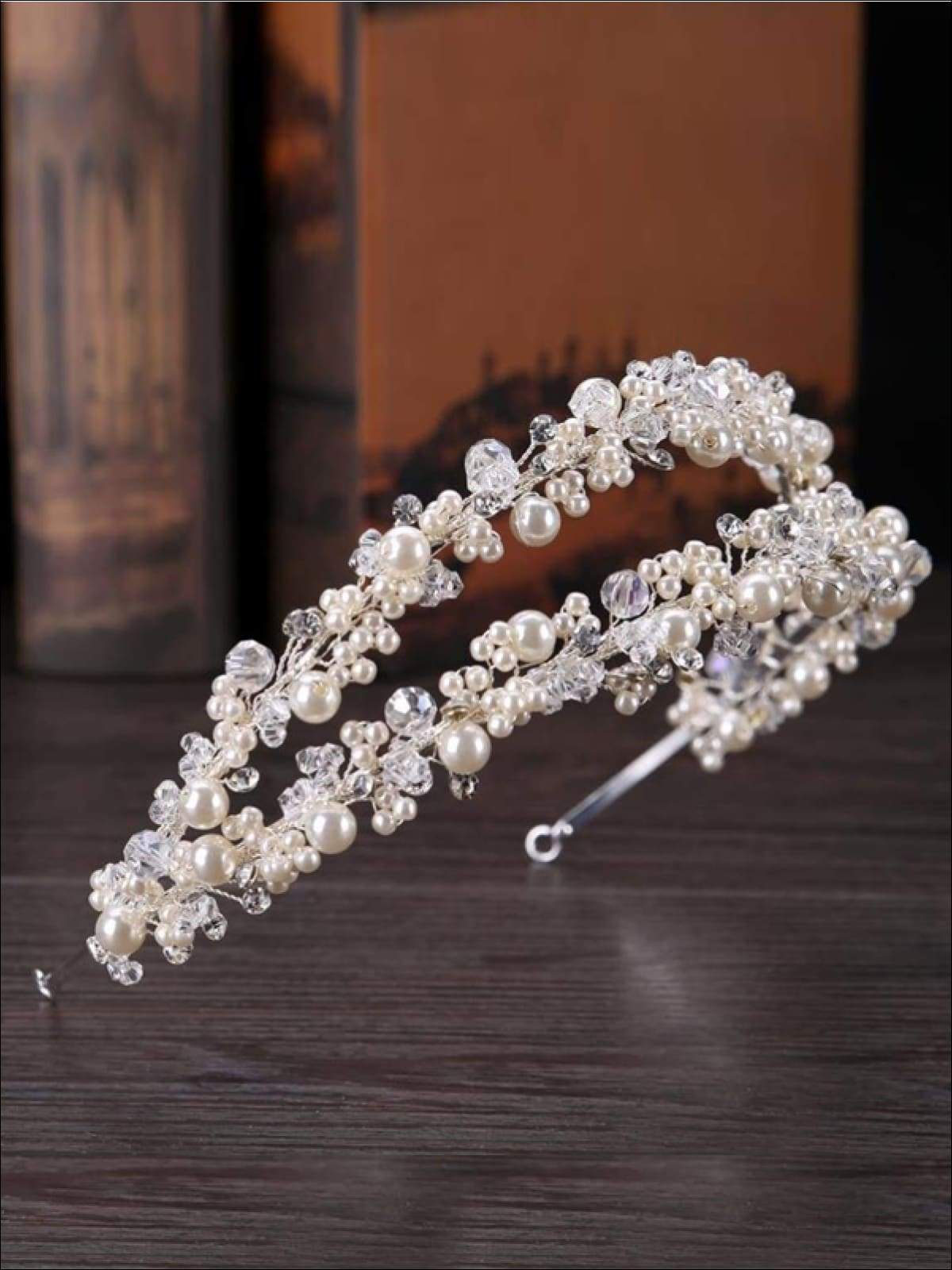Girls Pearl Clear Crystal Beaded Headband - Hair Accessories