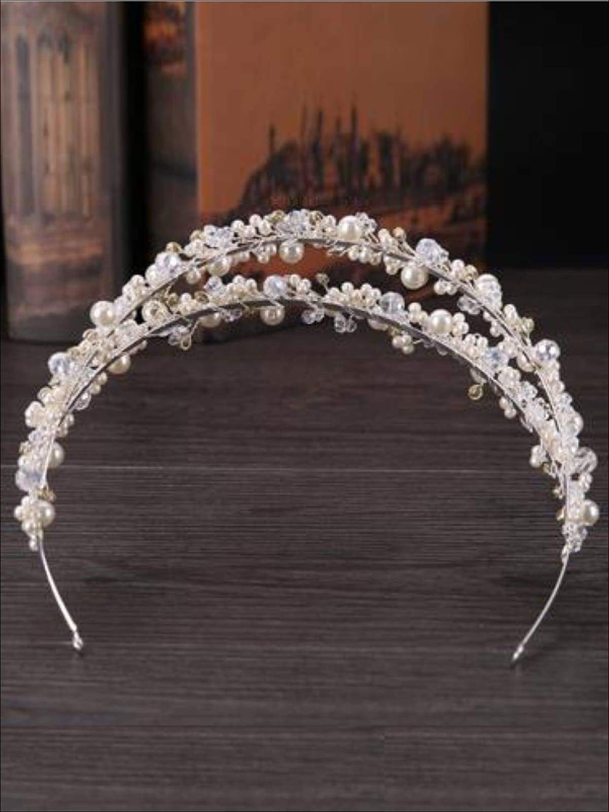 Girls Pearl Clear Crystal Beaded Headband - Hair Accessories