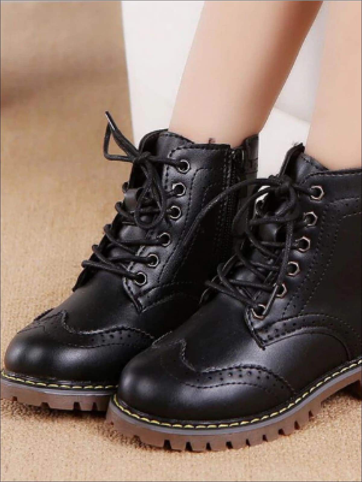 Girls Preppy Dr. Martin Inspired Boots (Pink Black & Red) - Black / 1 - Girls Boots