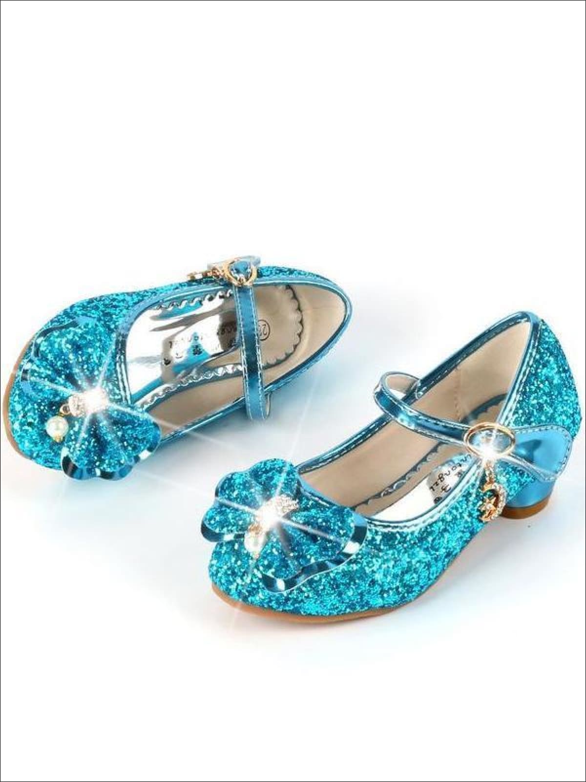 Girls Princess Glitter Mini Heel Flats (3 Color Options Size 9.5 Toddler - Size 5 Girls) - Girls Flats