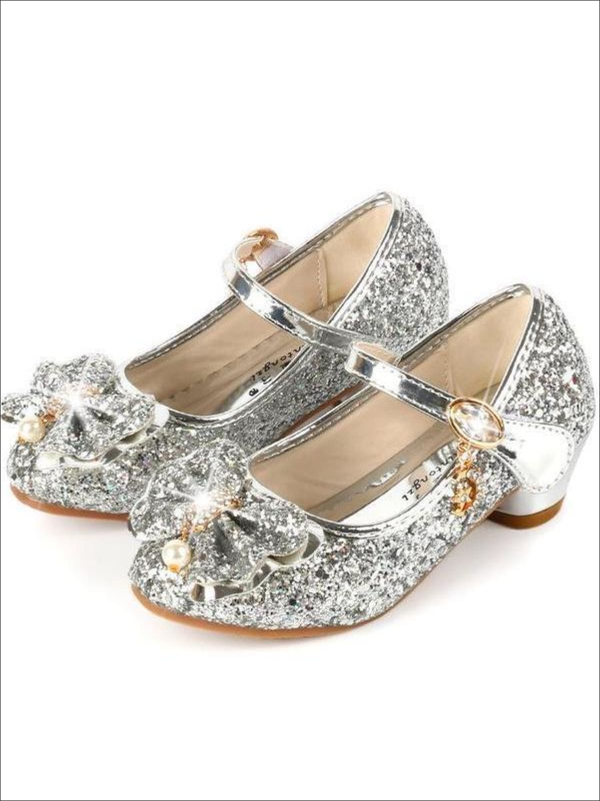 Girls Princess Glitter Mini Heel Flats (3 Color Options Size 9.5 Toddler - Size 5 Girls) - Girls Flats