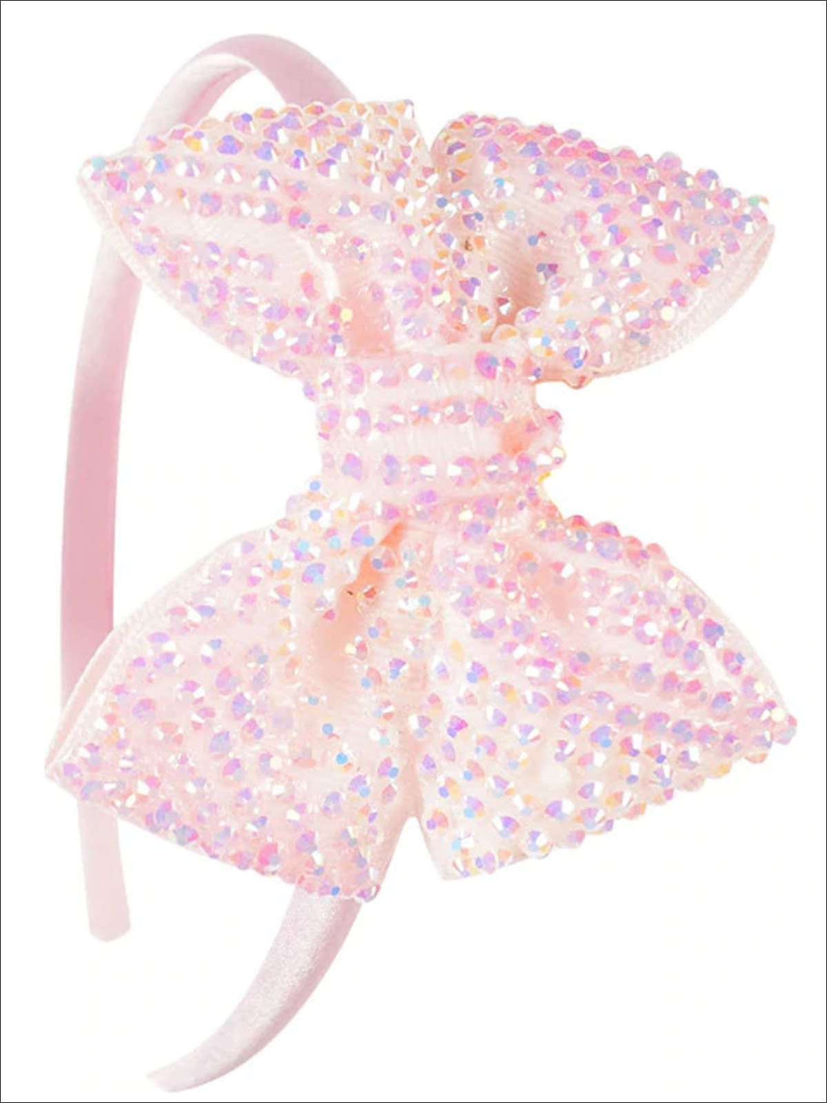 Girls Princess Rhinestone Embellished Bow Headband - Blush - Hair Accessories