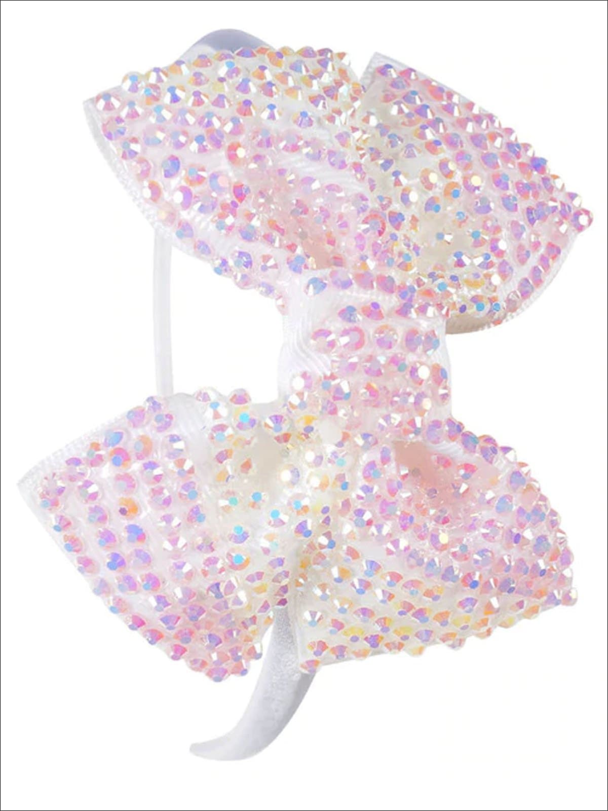 Girls Princess Rhinestone Embellished Bow Headband - White - Hair Accessories