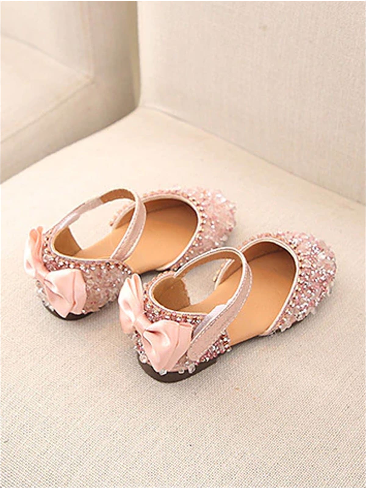 Girls Princess Sequined Bow Back Flats - Girls Flats