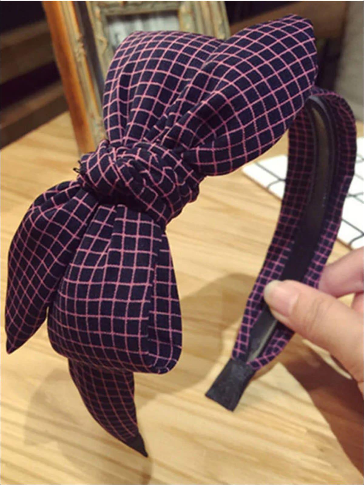 Girls Printed Large Bow Headband - Purple - Girls Hair Accessories