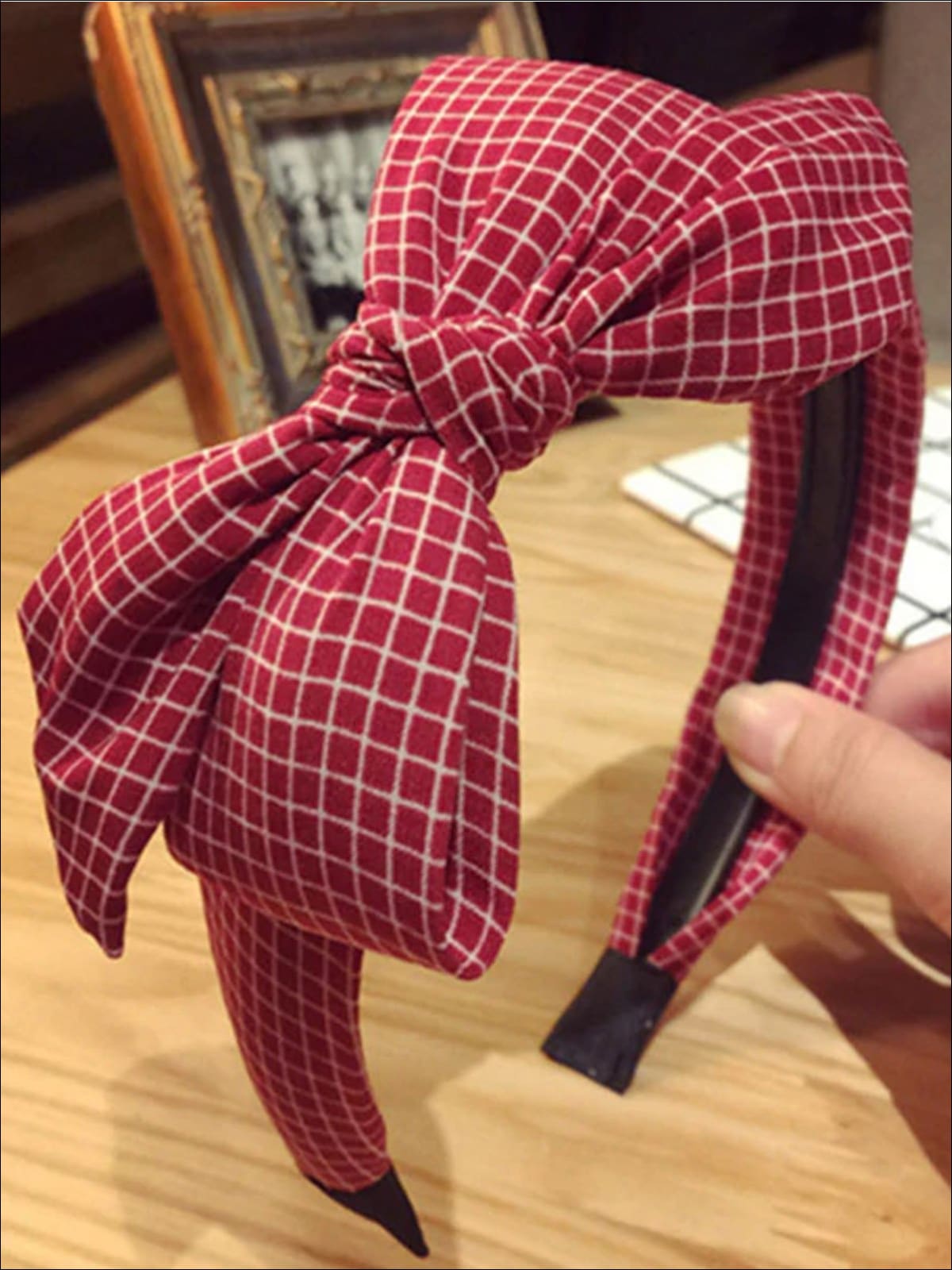 Girls Printed Large Bow Headband - Red - Girls Hair Accessories
