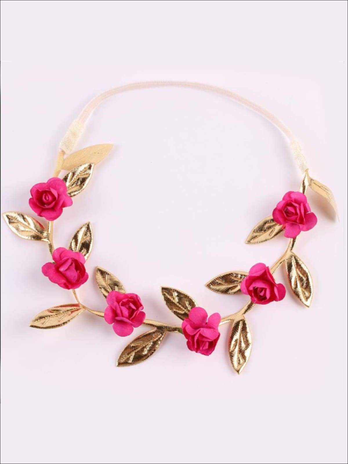 Girls Rose and Gold Leaf Flower Halo - Hair Accessories