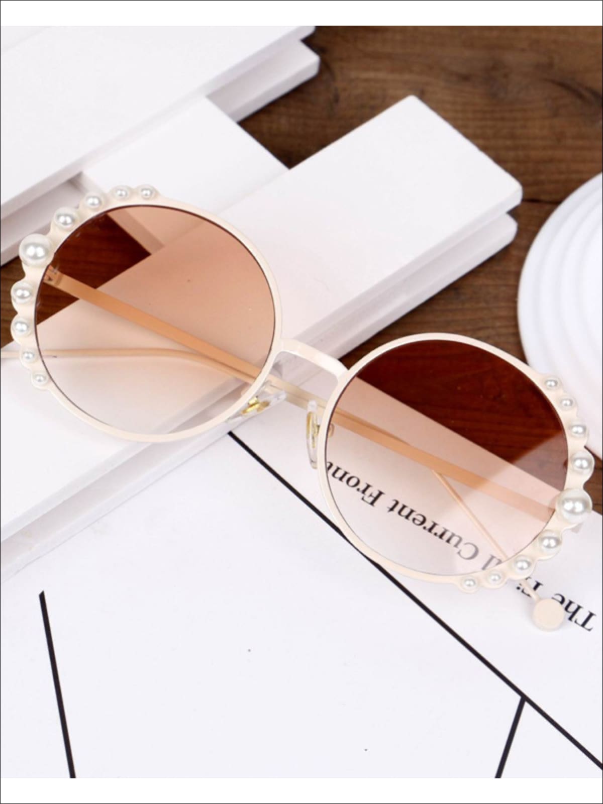 Best Kids Accessories | Girls Round Vintage Pearl Studded Sunglasses