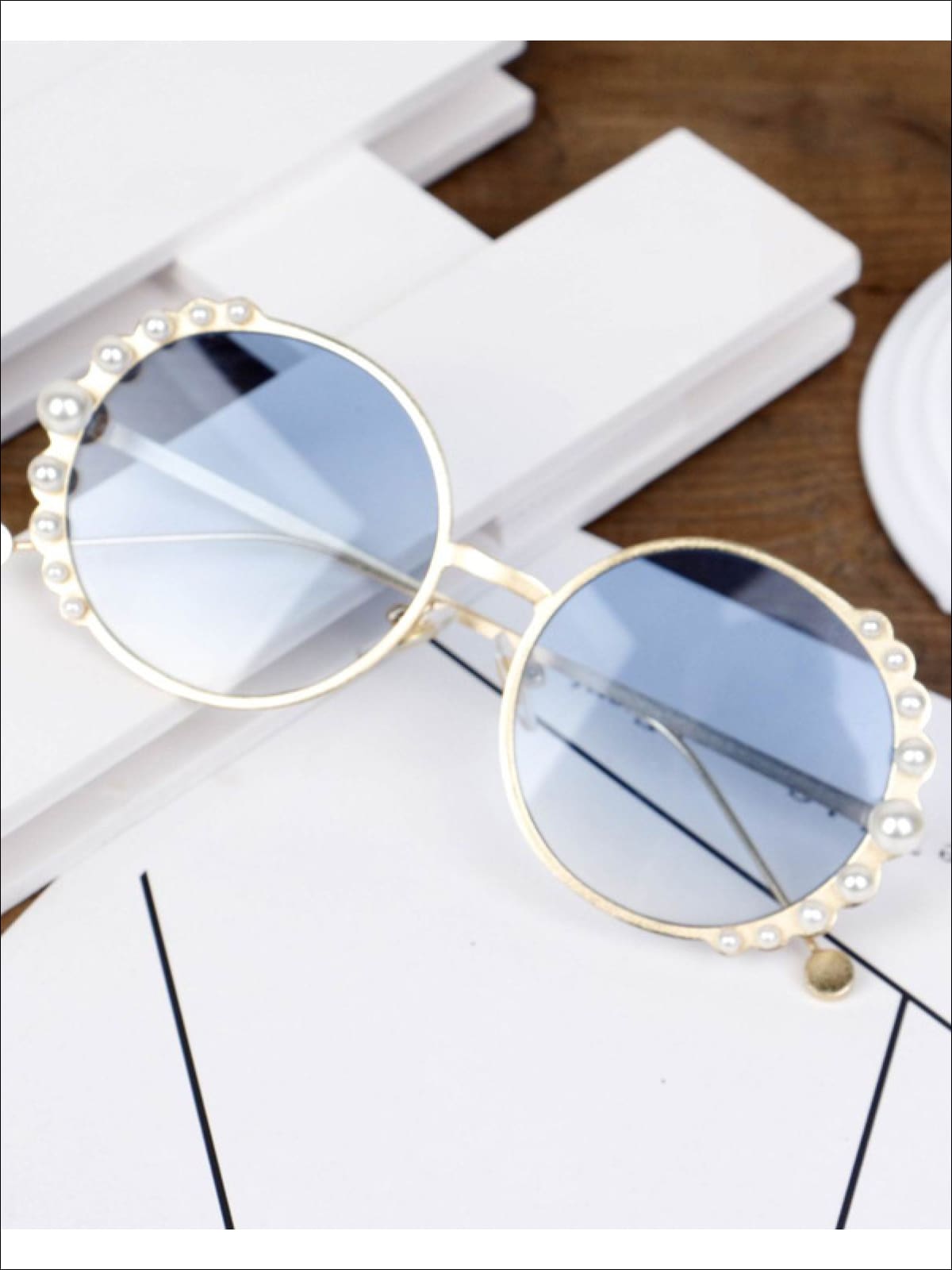 Best Kids Accessories | Girls Round Vintage Pearl Studded Sunglasses