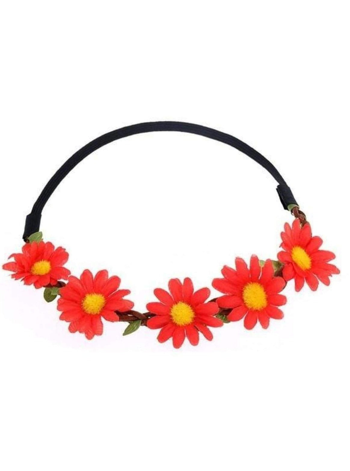 Girls Small Flower Halo Elastic Headband - RED / One - accessories