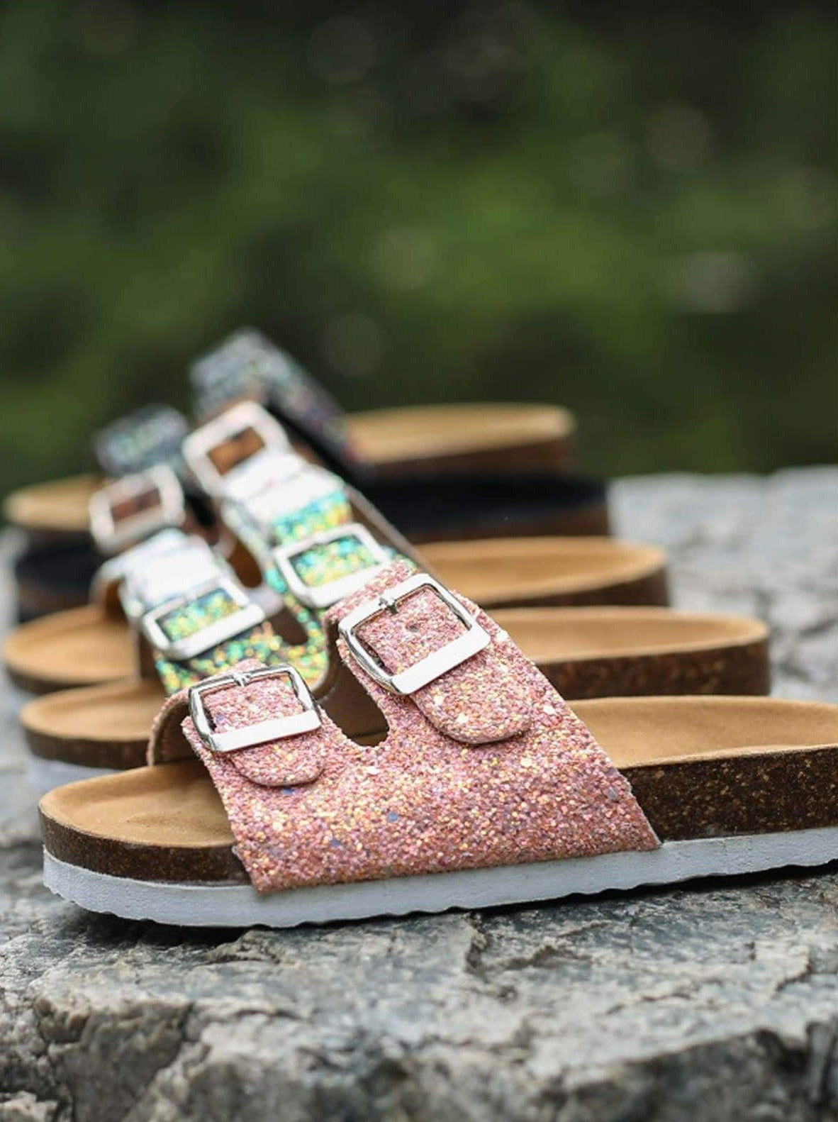 Girls Sparkle Sequined Sandals - Girls Slides