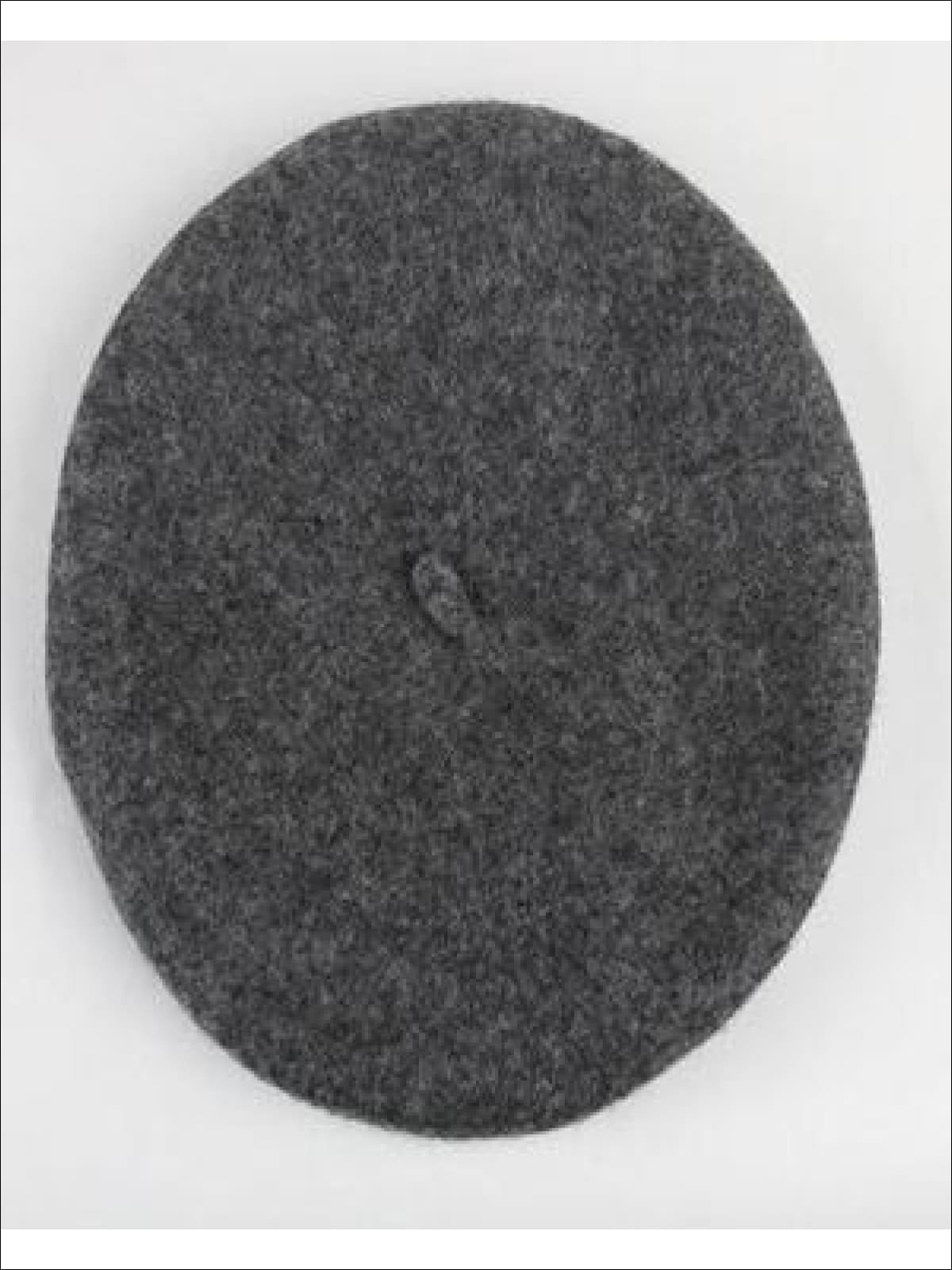 Girls Wool Basic Beret (20 color options) - Grey / One - Girls Beret