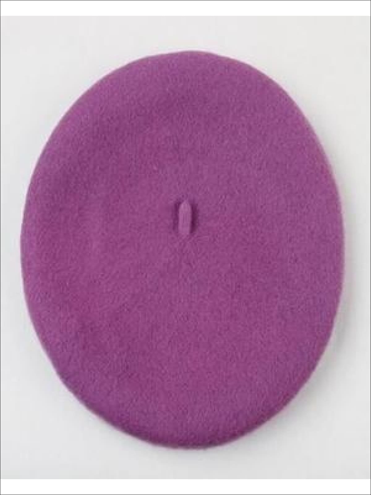 Girls Wool Basic Beret (20 color options) - Lavander / One - Girls Beret